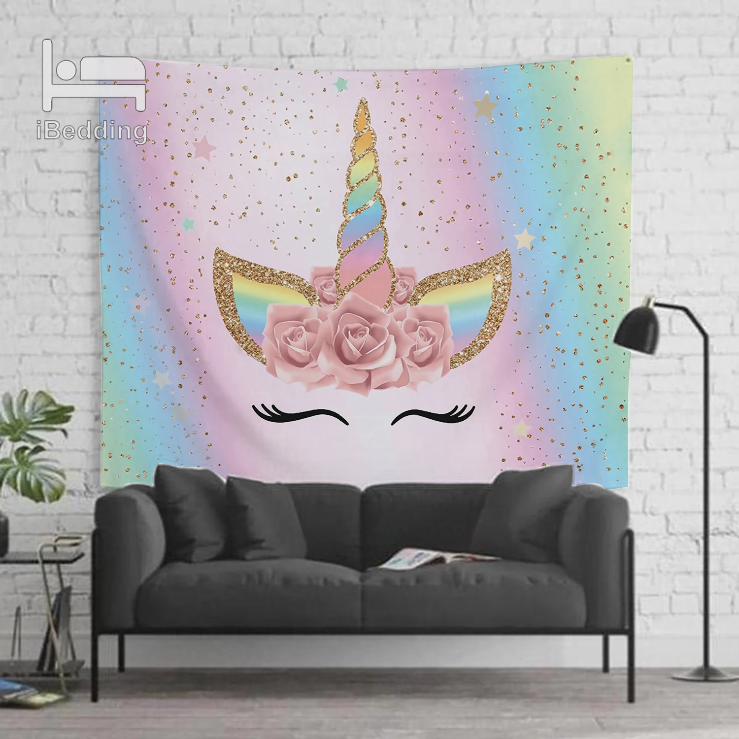 

Unicorn Rainbow Wall Tapestry Printed Hanging Tapiz Customized Tapestries Living Room Decor Wall Cloth Print Photo