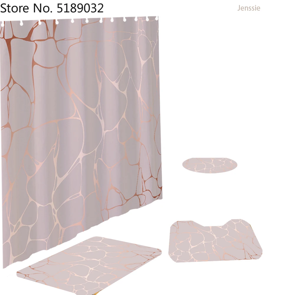 4 шт. наборы 3D натуральный мрамор занавесок для душа с ванной коврики туалета
