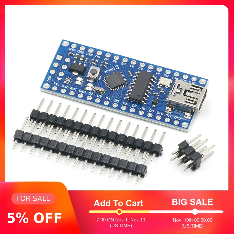 Мини usb с контроллером загрузчика Nano 3 0 совместимый для arduino CH340 USB драйвер 16 МГц NANO