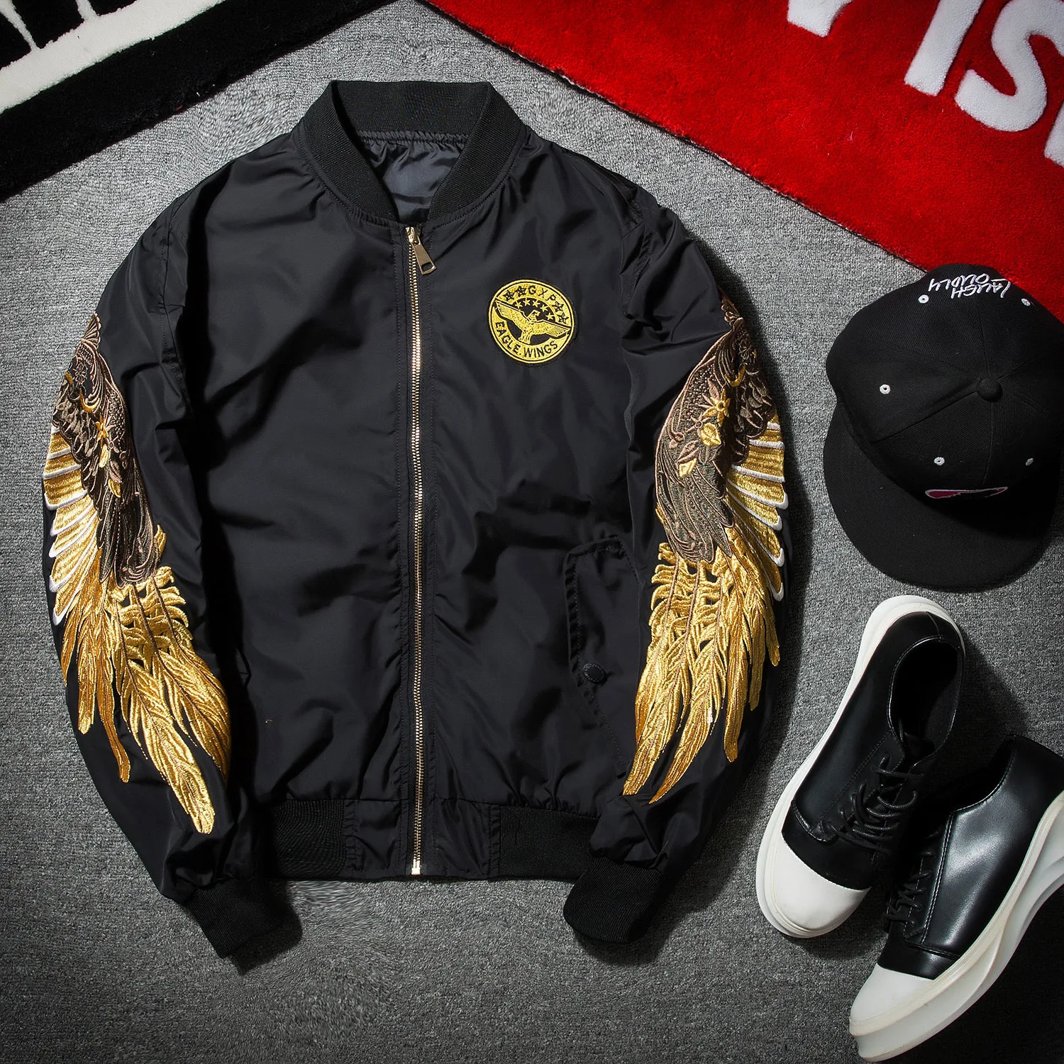 

Spring and Autumn Winter Embroidered Baseball Coat Short Coat Tide Men and Women Aviator Jacket Heavy Padded Couples Loose T201