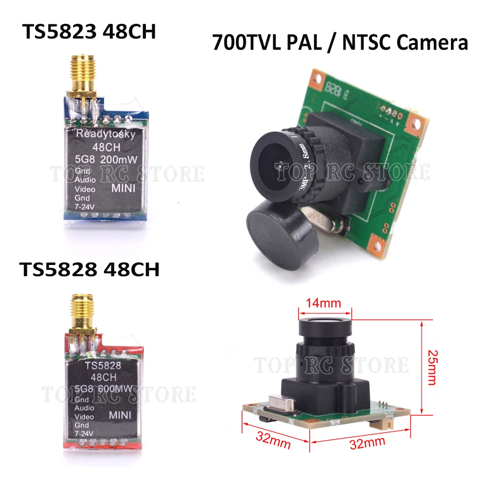 TS5823S 200 МВт/TS5828 600 мВт 48CH 5 8G FPV беспроводной Аудио Видео AV Передатчик 700TVL COMS камера 2