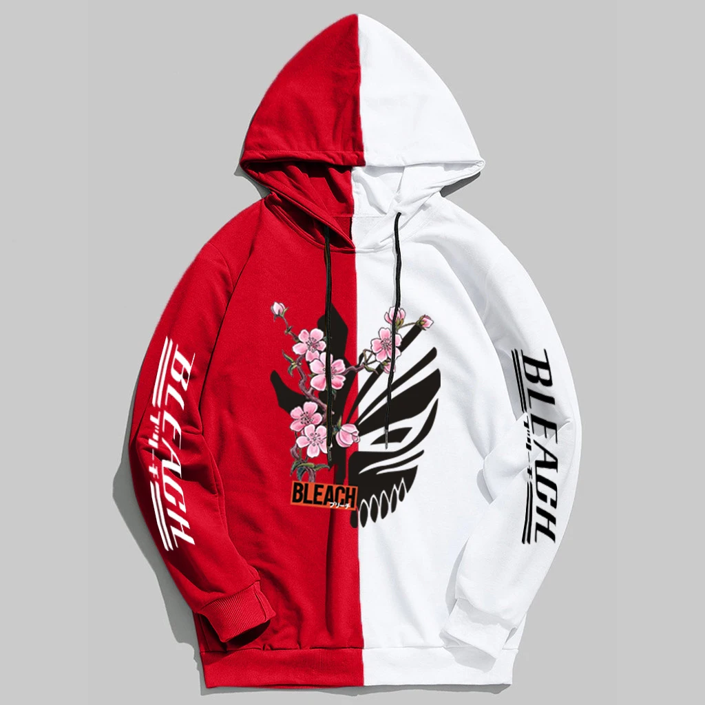 Отбеливающее Аниме Толстовка Kurosaki Ichigo с принтом Лоскутные свитшоты Мужские
