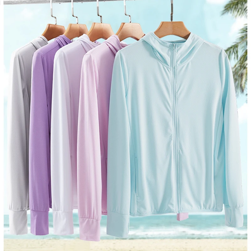 

Sun Protection Clothing Women UPF50+ Plus Size New Style Anti Ultraviolet Knitted Hooded Breathable Comfortable Feminina LD1575