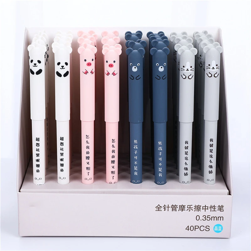 

36Pcs/Set Funny Erasable Pens Cute Panda Cat Bear Pig Kawaii Writing Blue Washable Rod Gel Pen School Cool Stationery Thing 2022