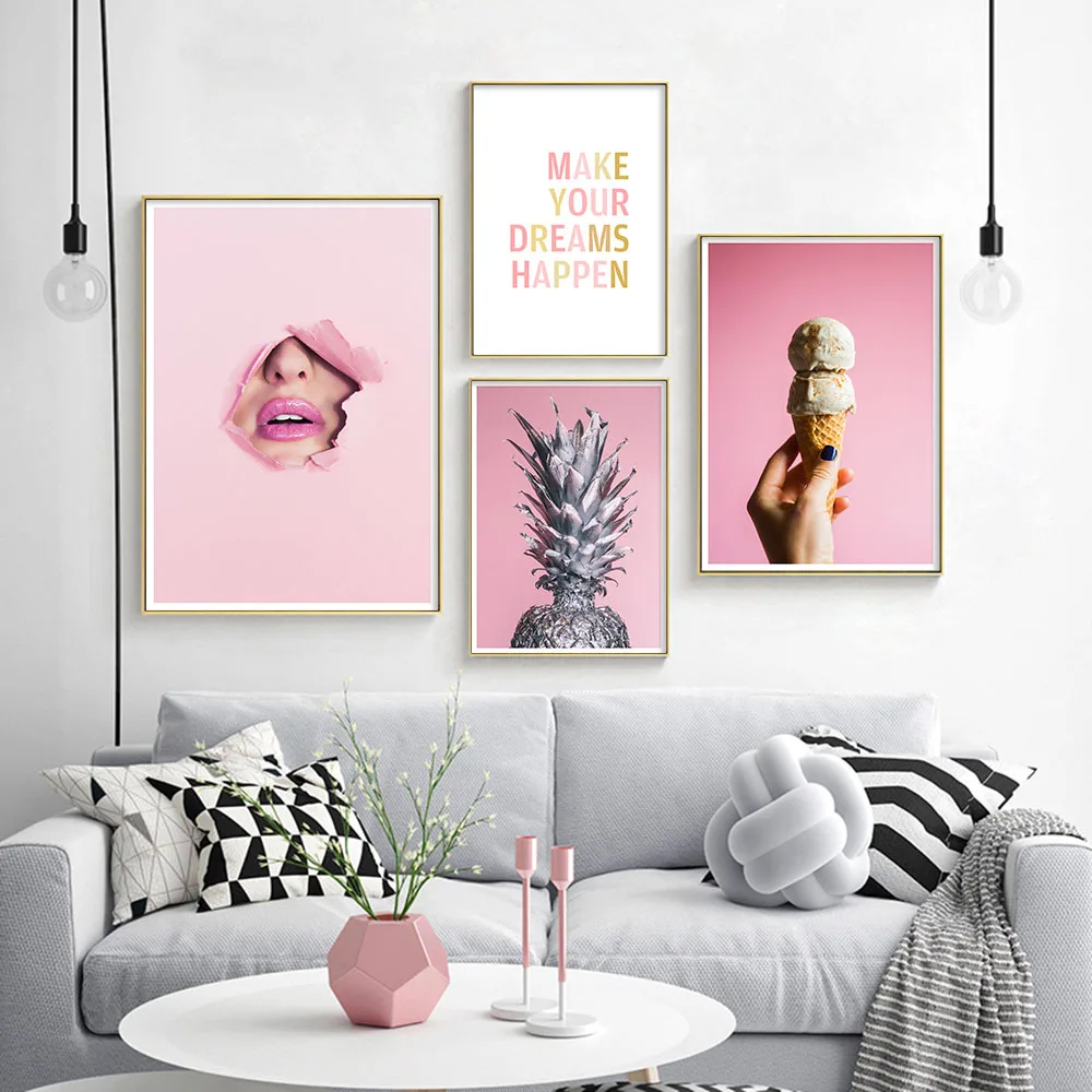 Вдохновляющая картина Qutoe из ананаса холст плакат скандинавские принты