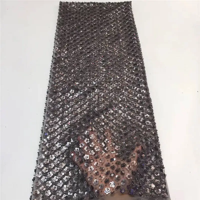 2020 Grey New African Sequins Lace Fabric Net Swiss Voile High quality France Tulle Mesh For Wedding Party Dres | Дом и сад