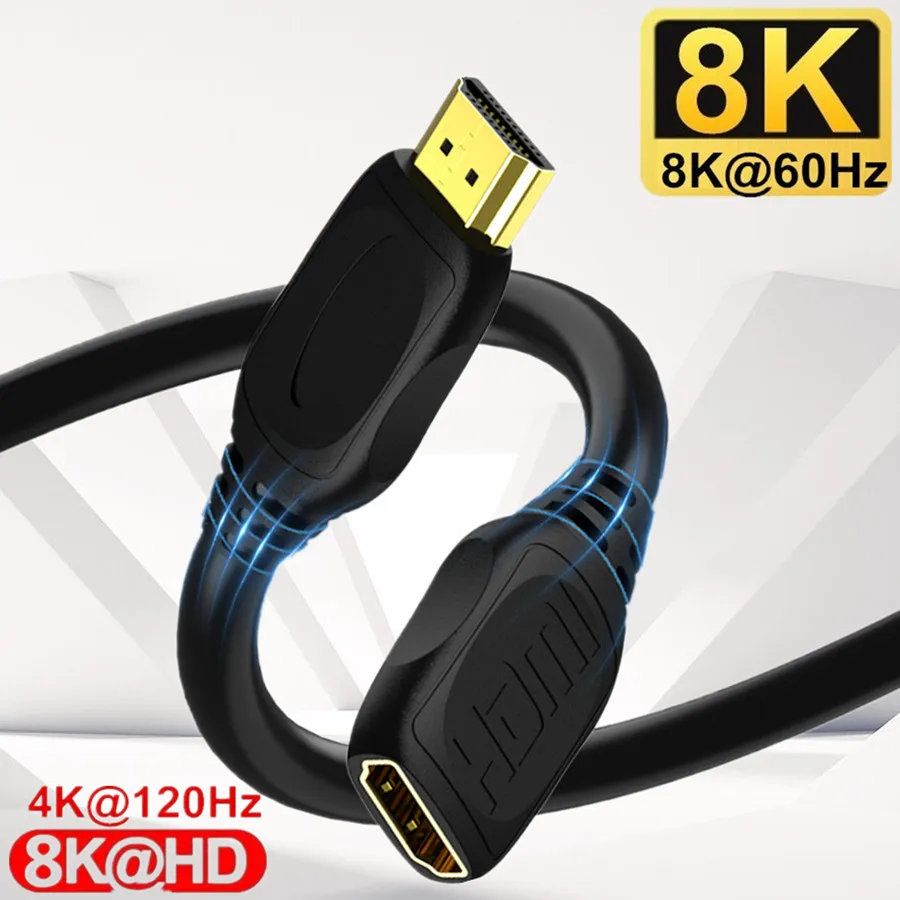 8K HDMI Удлинительный кабель 2 1 48 Гбит/с штекер гнездо для HDTV Nintendo PS4 Switch 0