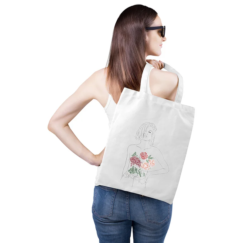 

Холщовая Сумка-тоут Ulzzang для девочек с художественным цветочным принтом, сумка для покупок, Милая женская сумка на плечо в стиле Харадзюку, м...