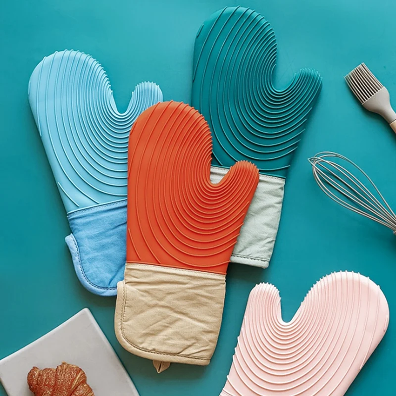 

1PC Silicone Heat-Resistant Gloves Cooking Barbecue Silicone Kitchen Microwave Mittens Grill Oven Anti-Scalding Mitts