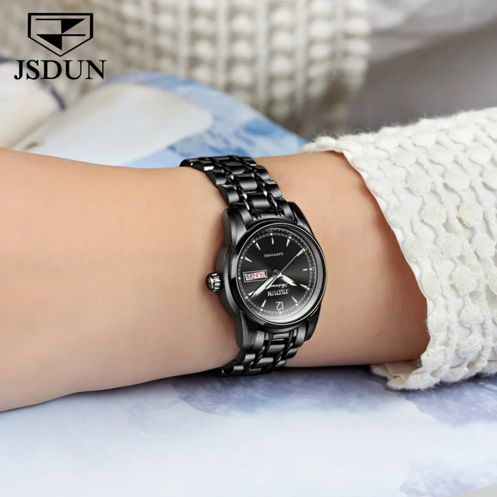 

JSDUN Fashion Women business watch automatic mechanical womans watch blue ladies watch women designer watches luxury watch brand