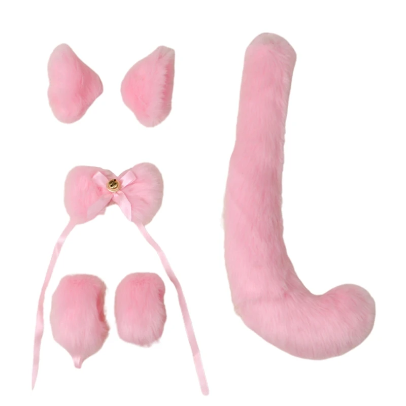 

Cat Cosplay Costume 6 Pcs Kitten Ear and Tail Set with Collar Bow Tie Wristlet Anime Lolita Gothic Set My19 21 Dropshipping