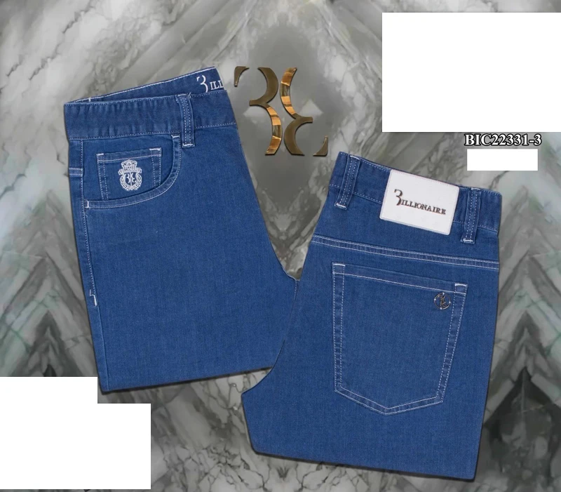 

BILLIONAIRE Jeans men 2021 summer 100% cotton letter high quality embroidery elasticity Black jeans size 31~40 free shippng