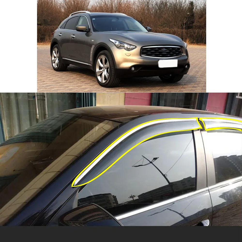 

Car Body Styling Sticker Plastic Window Glass Wind Visor Rain/Sun Guard Vent Parts For INFINITI FX35 2008 2009