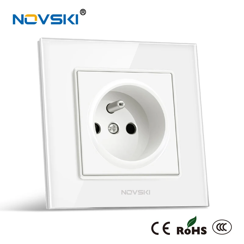 Европейская Французская электрическая розетка настенная из закаленного стекла