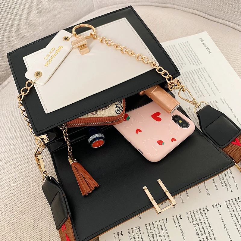 

2021 new mini handbags women fashion ins ultra fire retro wide shoulder strap messenger bag purse simple style Crossbody Bags