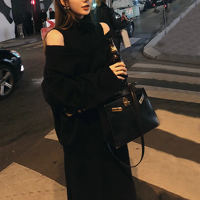 Корейский комплект из двух предметов пуловер Женский вязаный свитер + водолазка