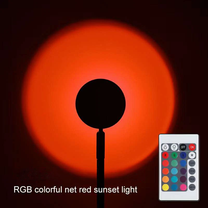 Remote Control RGB Sunset Projector 16 Colorful Lamp Rainbow Atmosphere Projection Lamp Led Night Light For Home Bedroom Decor
