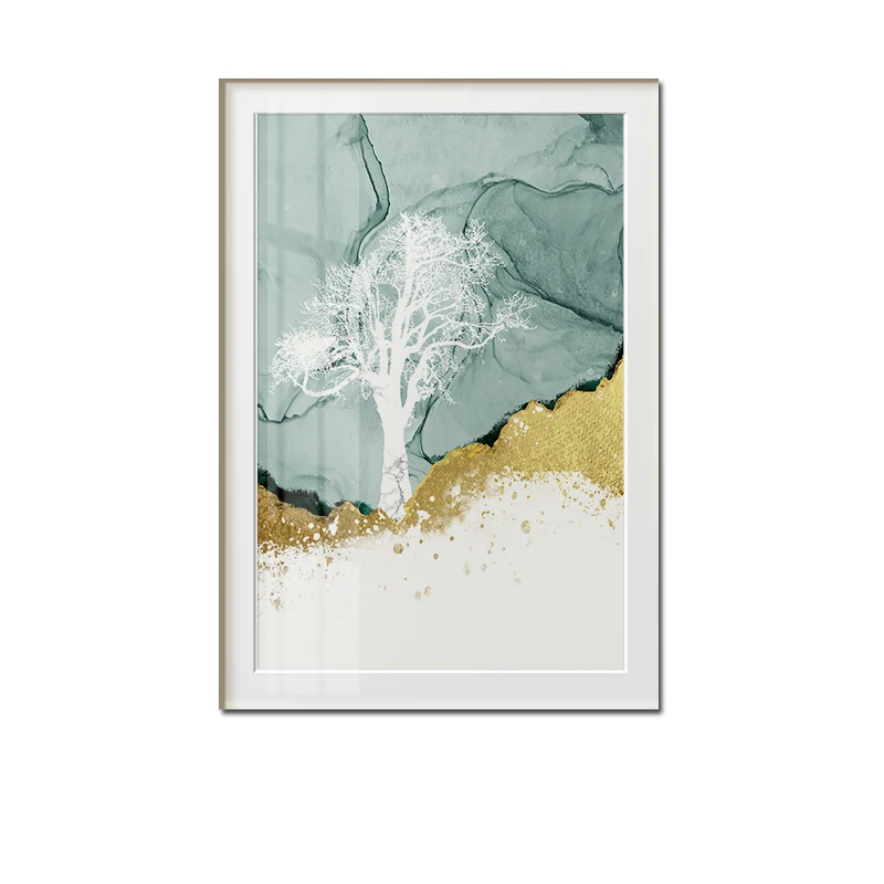 Абстрактный Золотой олень и птица холст для живописи Современное украшение дома