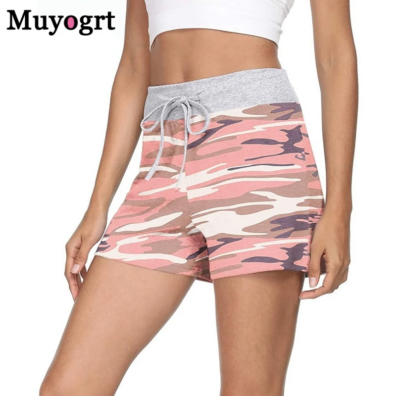 

Muyogrt All-match Women Short Pants Print Summer Casual Lady Loose Solid Leisure Female Workout Waistband Skinny Stretch Shorts