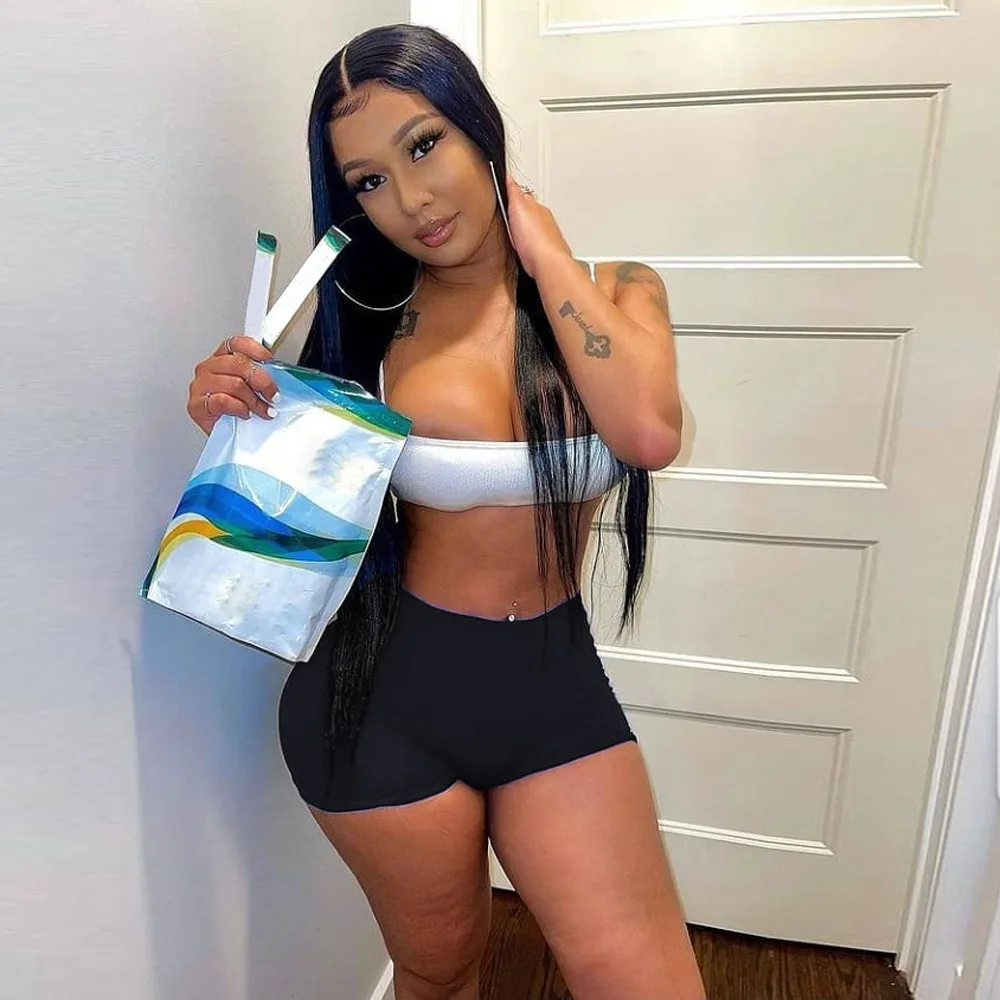 

Summer Sweet Cool Girl Streetwear Women Two Piece Outfits 2021 Biker Shorts Lounge Wear Classic Top Tank Sweatpants Gym Clothing