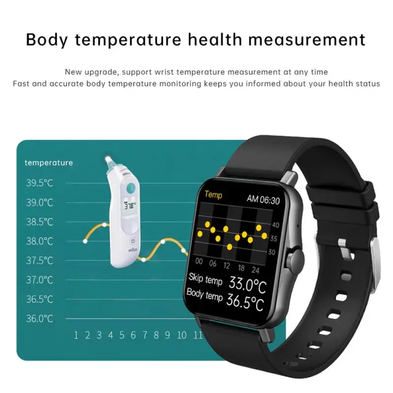 

ZW23 Large Screen Bluetooth Call Temperature Smart Watch Wristbands Ultra Long Standby Accurate Heart Rate And Blood Pressure