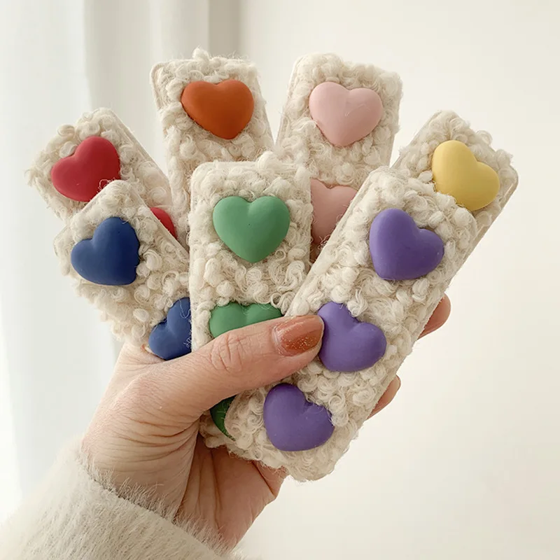 Красочная бархатная заколка для волос из искусственного меха в Корейском стиле