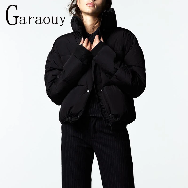 

Garaouy 2022 зимние женские теплые толстые парки, короткая верхняя одежда, повседневная шикарная Женская куртка на пуговицах с длинным рукавом и ...