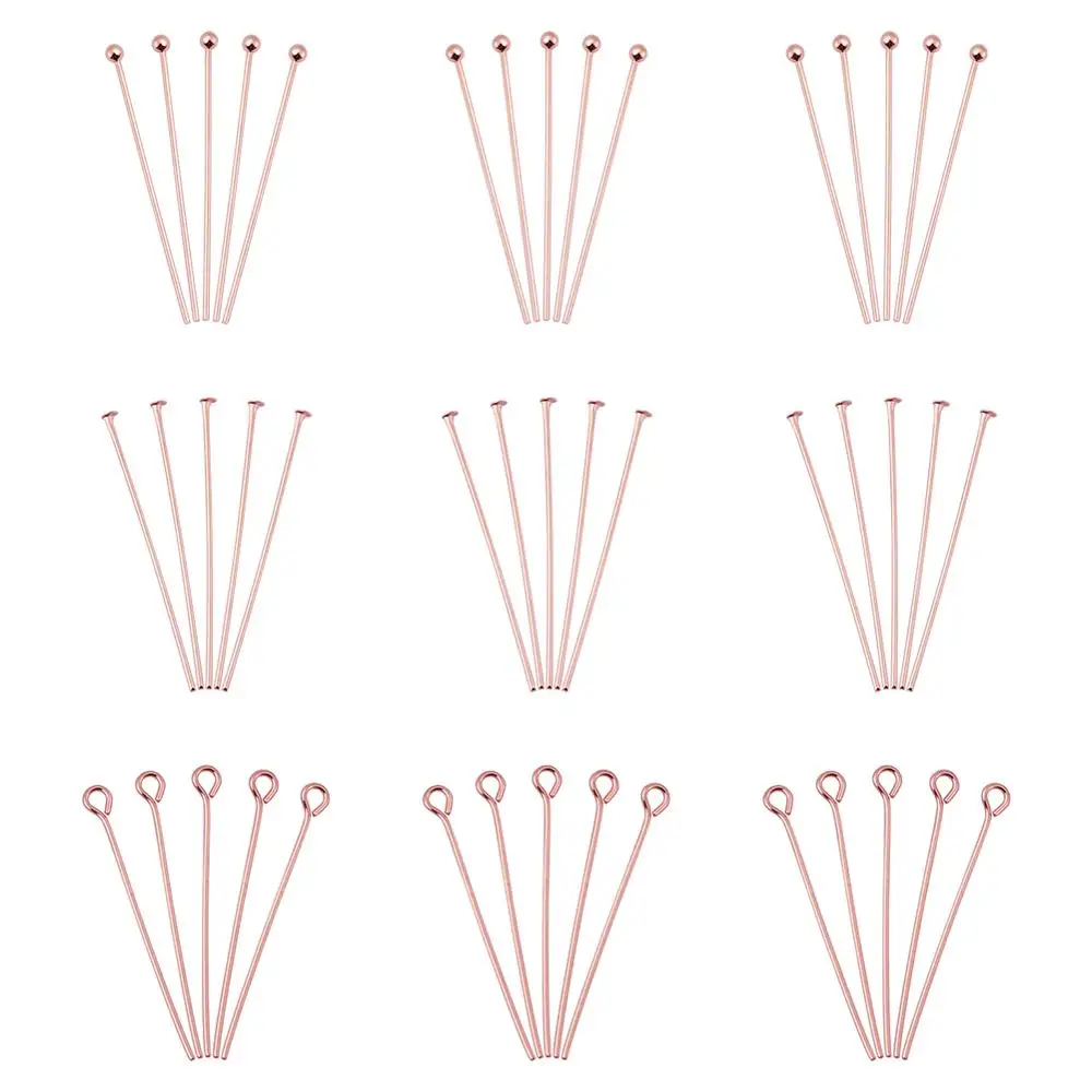 

Pandahall Brass Flat Head Pins with Ball Head Pins Rose Gold Flat Head Pins For Jewelry Making Findings DIY Accessories 300pcs