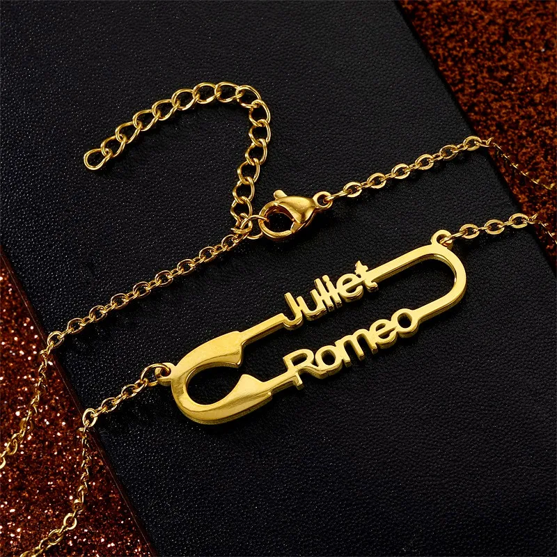 Индивидуальное ожерелье с двумя именами Влюбленных Подвески для женщин и