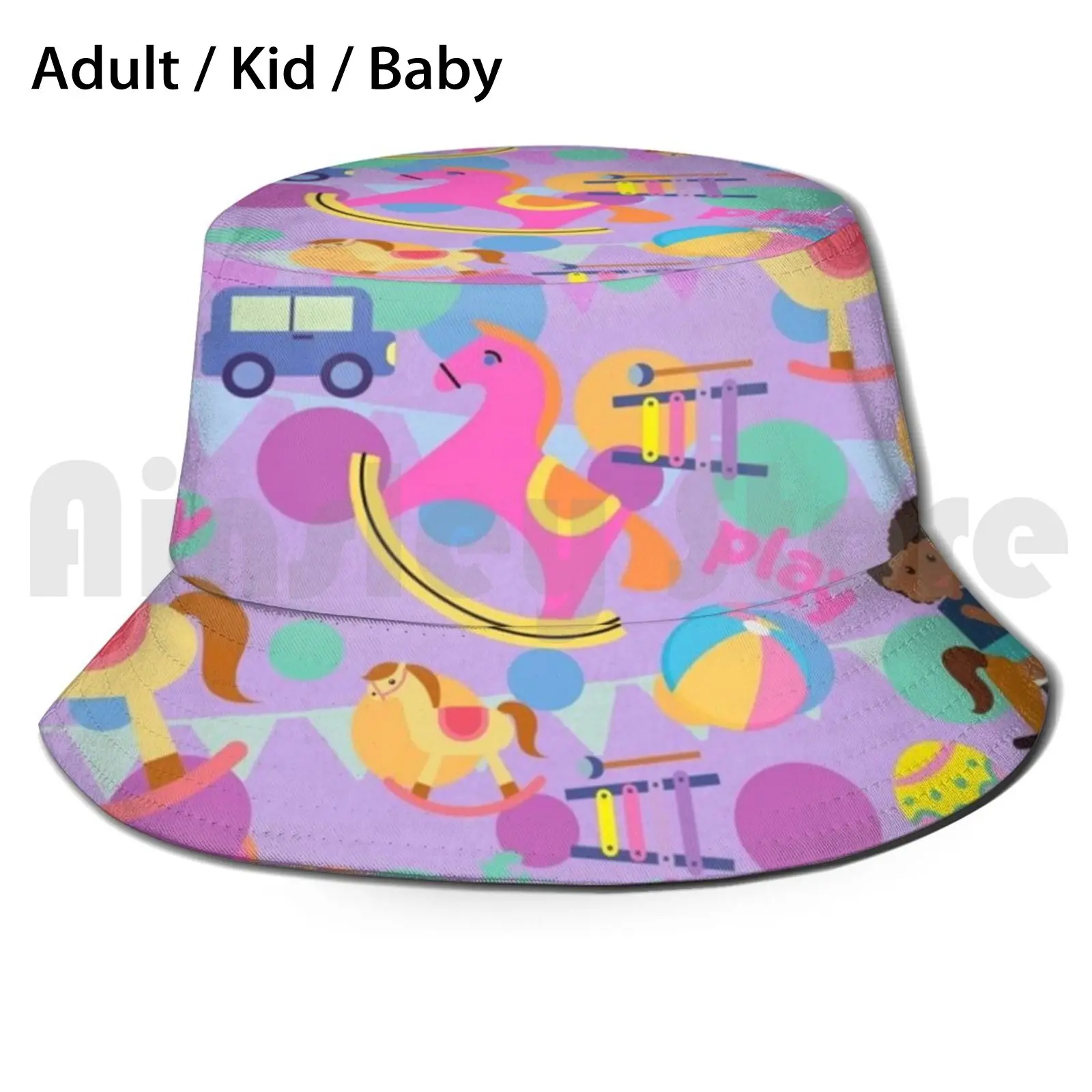 

Children Print Fun Toys Play Sun Hat Foldable UV Protection Children Fun Toys Play Horses Balls Squares Cars Blocks