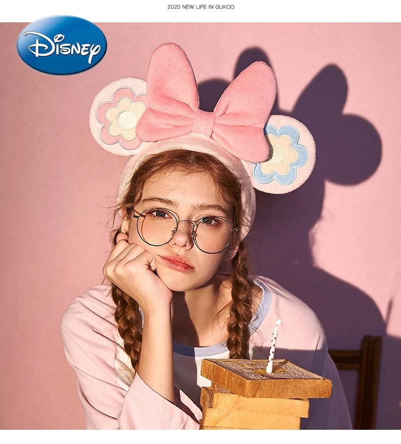 

Original Disney Minnie Ears Bowknot Girl Hair Band Washing Face Hair Band Headdress Hair Accessories Hair Band Lolita
