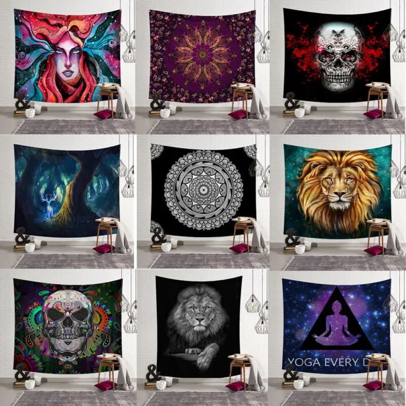 

New arrival Mandala Skull Tapestry Wall Hanging Moon Indian Tapestry Hippie Bedroom Blanket Bedspread Dorm Decor Throw Cover