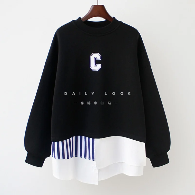

Oversized Hoodie Plus Velvet Hooded Sweatshirts Kawaii Women Pulovers Women's Sweatshirt Black Hoodie Women Pulovers Slim Casual