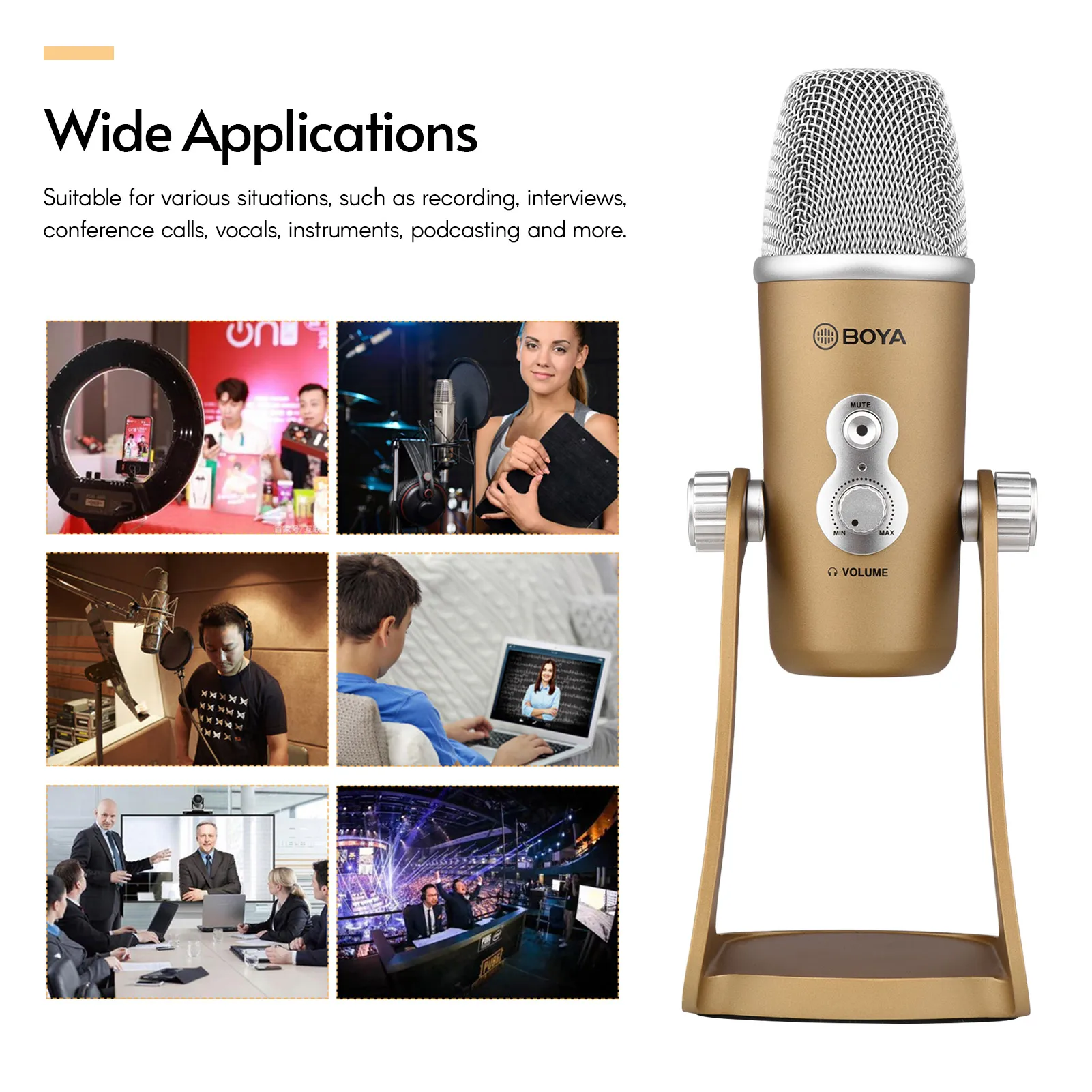 BOYA BY-PM700 настольный USB-микрофон металлический компьютер конденсаторный микрофон