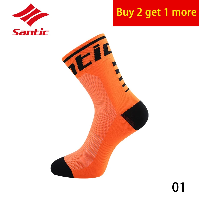 01-1 pair Santic профессиональные велосипедные носки износостойкий Высокое качество MTB горный велосипед носки нескользящие дышащие уличные спортивные носки - Цвет: 01-1 pair