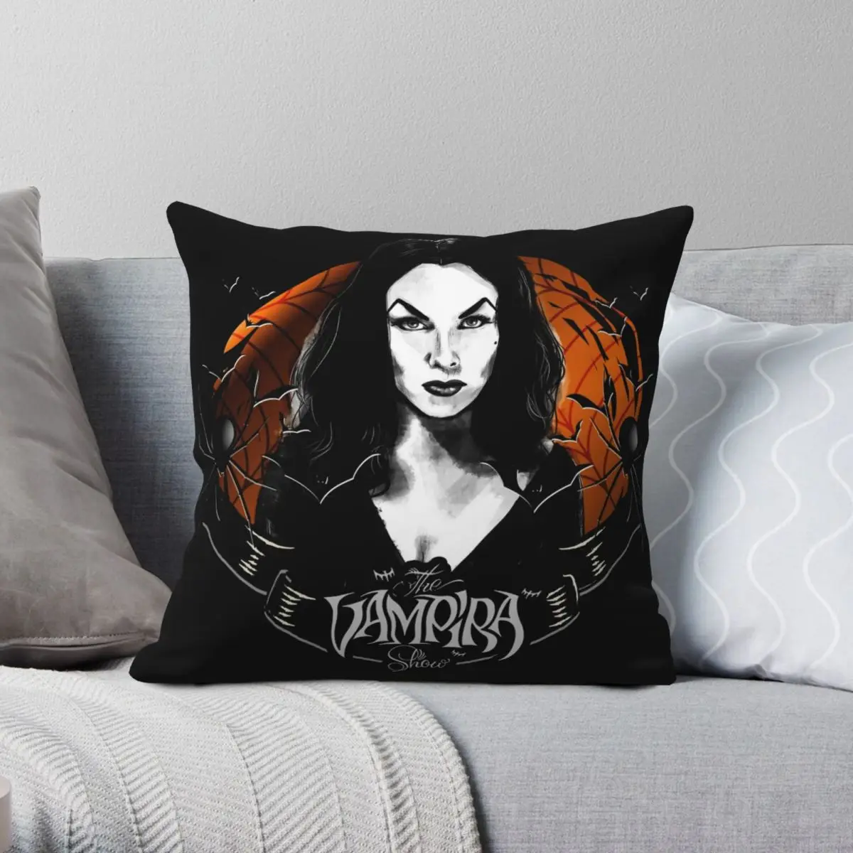 

Goth Queens Vampira Maila Nurmi Square Pillowcase Polyester Linen Velvet Printed Zip Decor Throw Pillow Case Home Cushion Case