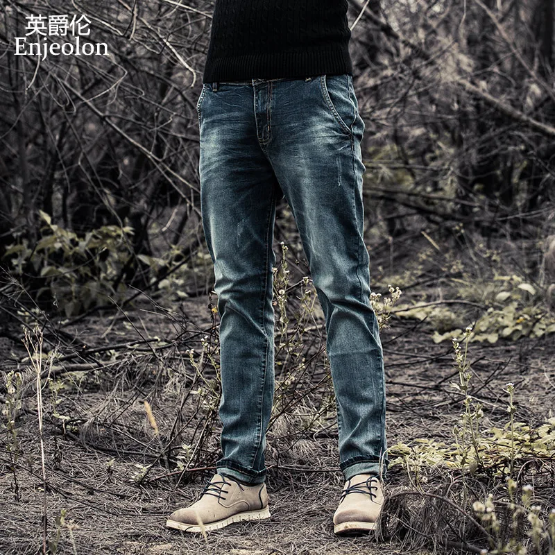 Enjeolon Брендовые мужские джинсы длинные штаны Штаны хлопок Мужские Мужчины