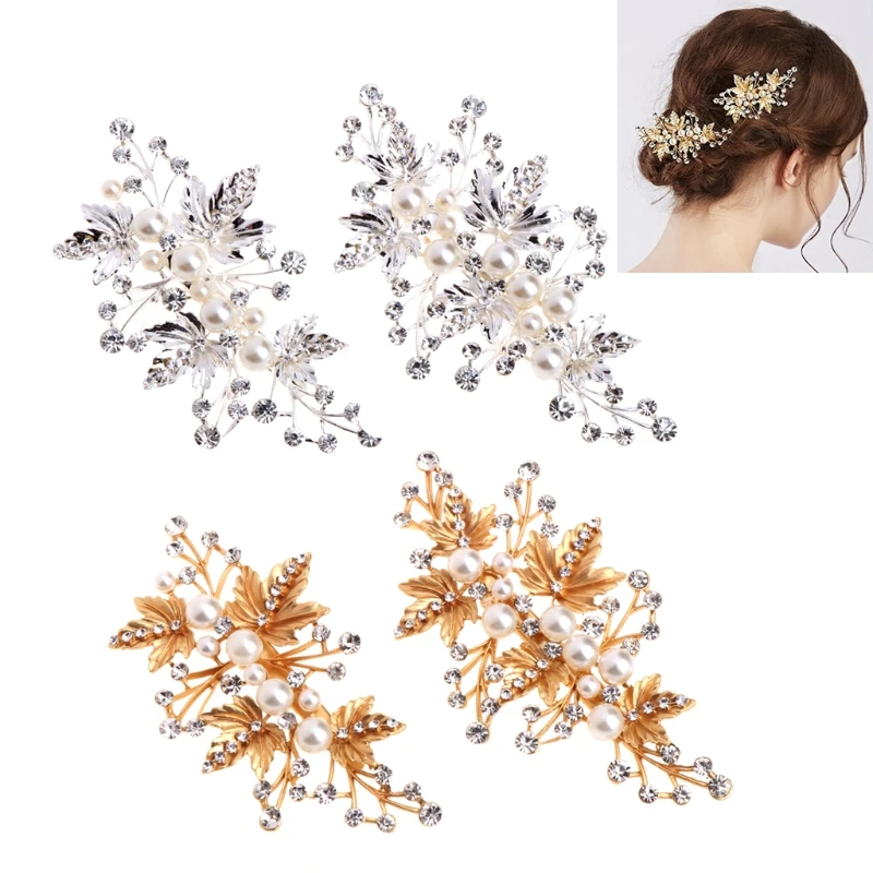 

2Pcs Bride Hair Clips Wedding Rhinestone Alloy Accessories Jewelry Bridal Pins E56A