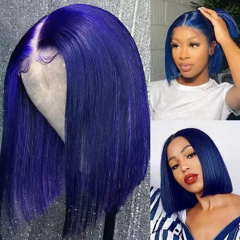 Blue 613 Blonde Bob Wig Lace Front Human Hair Wigs 13x4 Short Bob Brazilian Straight HD Transparent Lace Frontal Wig For Women