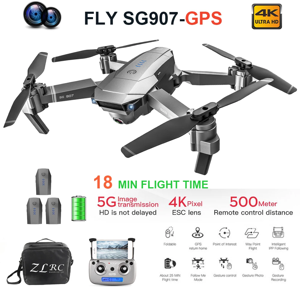 SG907 GPS Дрон с HD камерой 4K Wi Fi оптический позиционирование потока фото следуй за