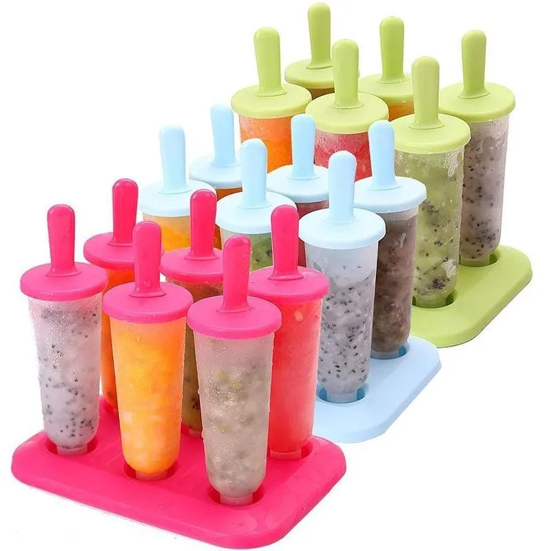 

6 Cells Round Shape Summer Accessories Kitchen Tools Food Grade Lolly Mould DIY Ice Cream Maker Popsicle Molds Dessert Molds