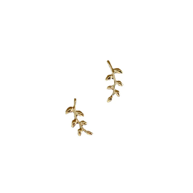 

New 2021 S925 Silver Needle Gold Leaf Temperament Cute Stud Earrings for Women Trendy Luxury Jewelry Accessories Wholesale Bulk