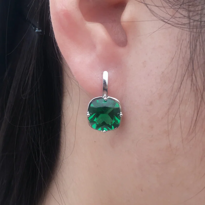 CSJ создали изумрудные серьги из серебра 925 пробы нано изумрудная Подушка 10 мм