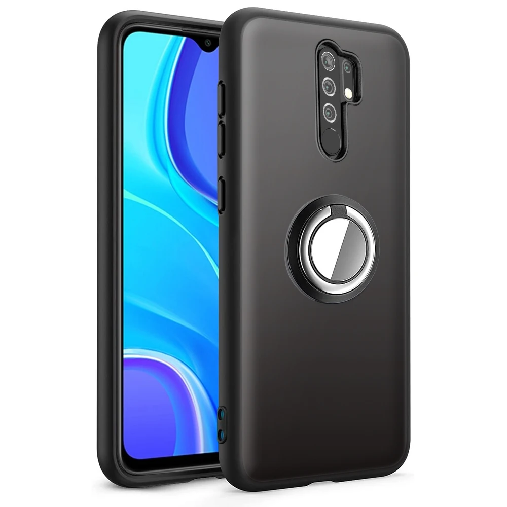 Ударопрочный бампер для Xiaomi Redmi 9 мягкий силиконовый армированный жесткий чехол с подставкой ПК защитный