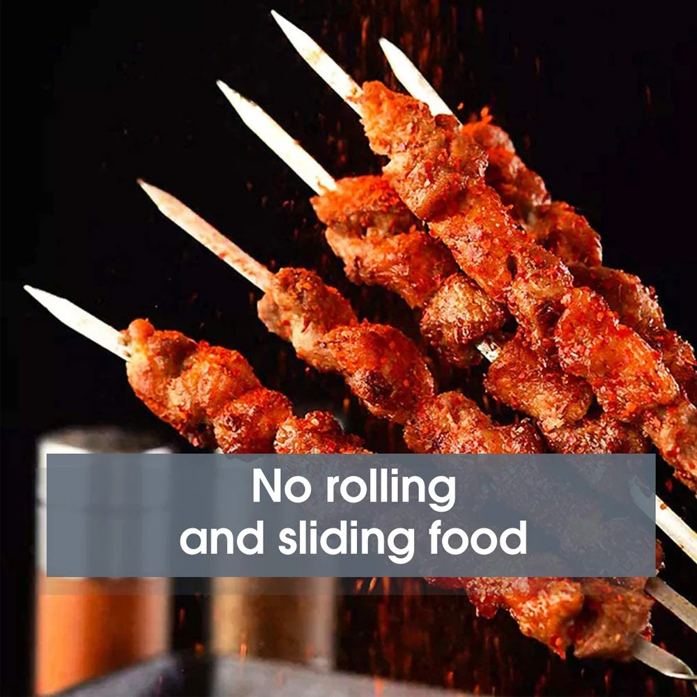 Skewers for Barbecue Reusable Grill Stainless Steel Shish Kebab BBQ Camping Flat Forks Gadgets Kitchen Accessories Tools | Дом и сад