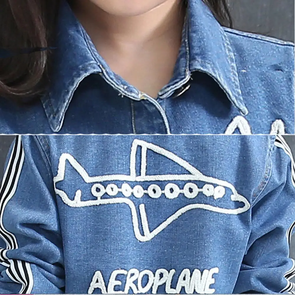 Детская джинсовая куртка с длинным рукавом из хлопка | одежда и обувь