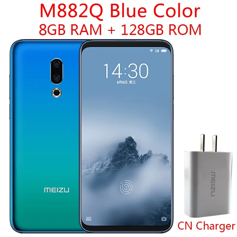 Meizu 16th 16, 4G LTE Snapdragon 845, четыре ядра, 6 ГБ, 64 ГБ, 6,0 дюймов, FHD, 2160x1080 P, полный экран, двойная камера заднего вида - Цвет: CN Blue 8G 128G