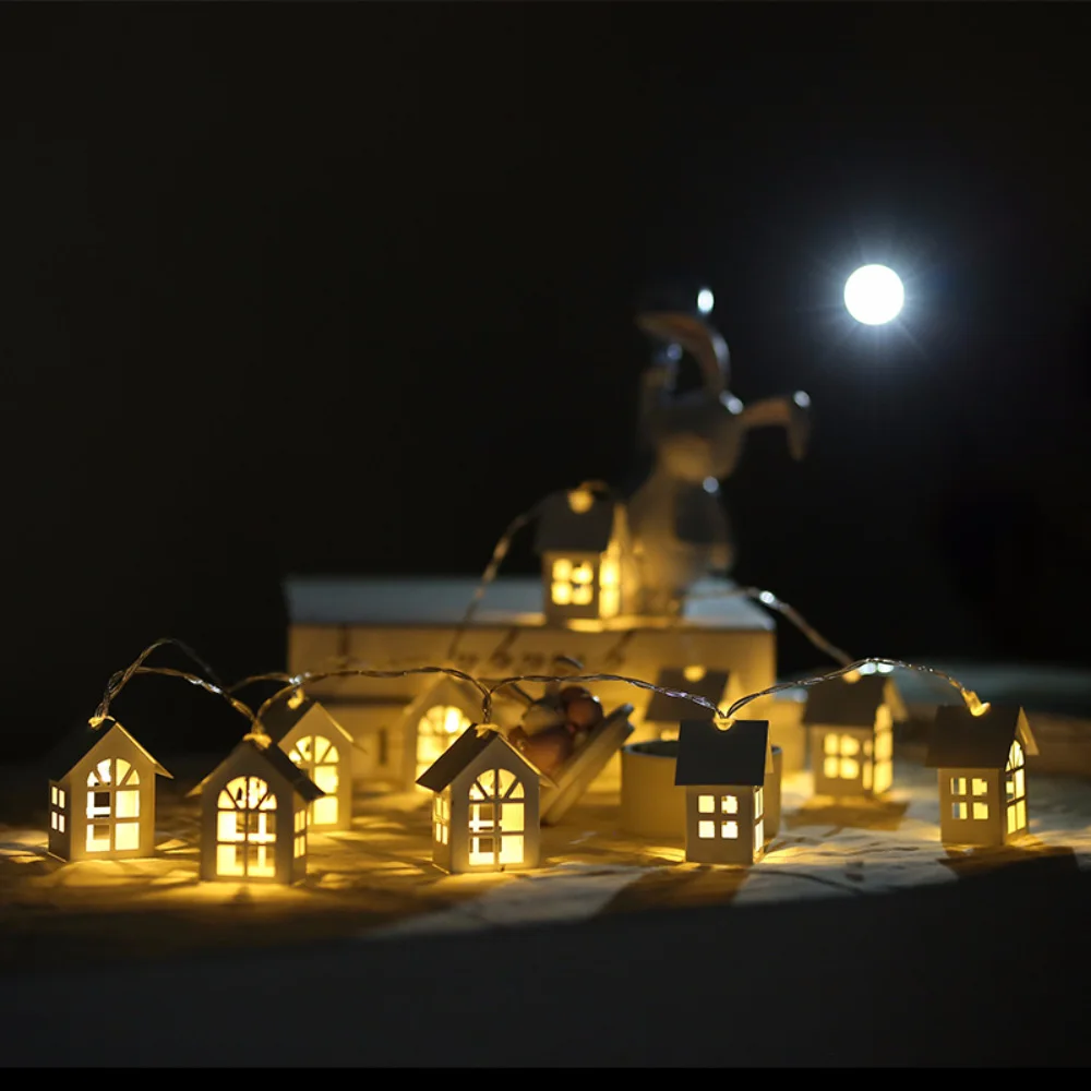 

2m 10 Beads LED Garland Wood House String Light Room Decor String Lamp Wedding Party Holiday Fairy Lights Novelty Lamp