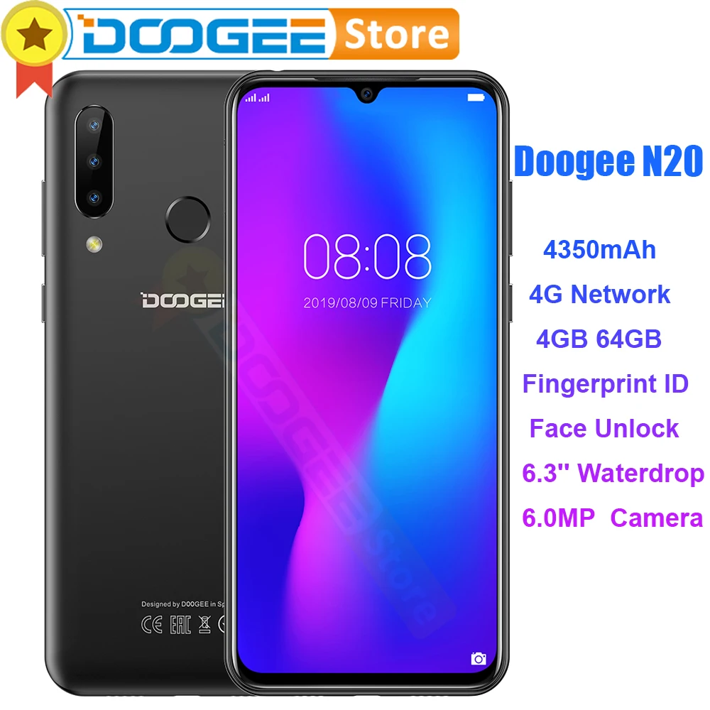 DOOGEE Y8 Plus MTK6761, 3 ГБ ОЗУ, 32 Гб ПЗУ, 4000 мА/ч, Android 9,0, FDD LTE, 6,21 дюймов, 19:9, экран капли воды, смартфон, две sim-карты, 13,0 МП