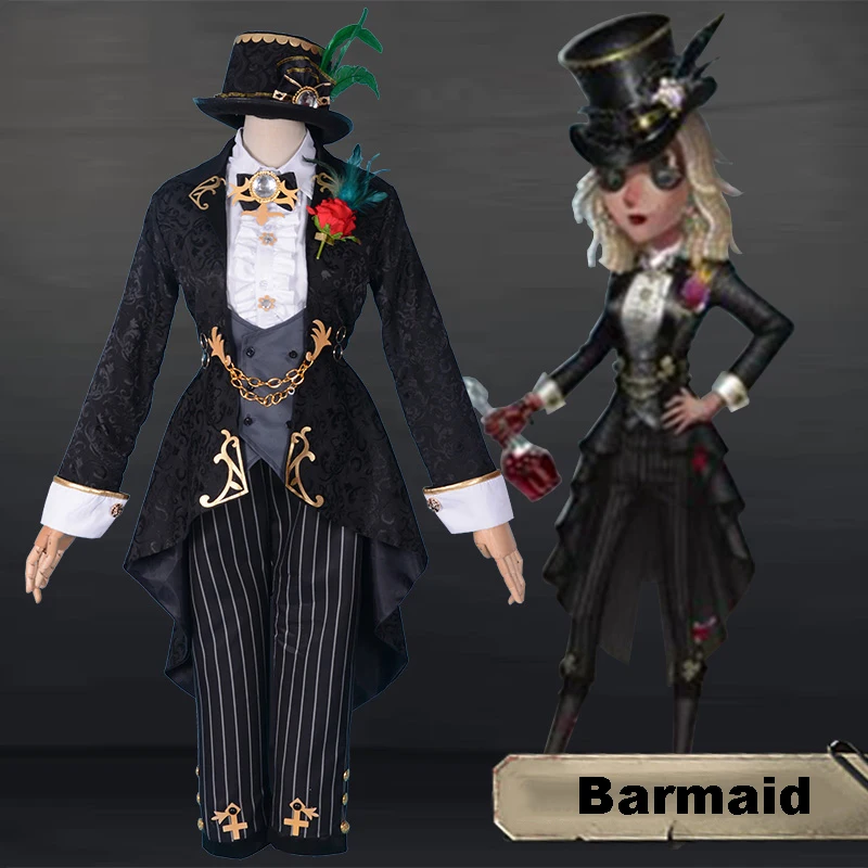 

Game Identity V Cosplay Costumes Demi Bourbon Cosplay Costume Barmaid True Proof New Skin Uniforms Costume Suits Black Uniform